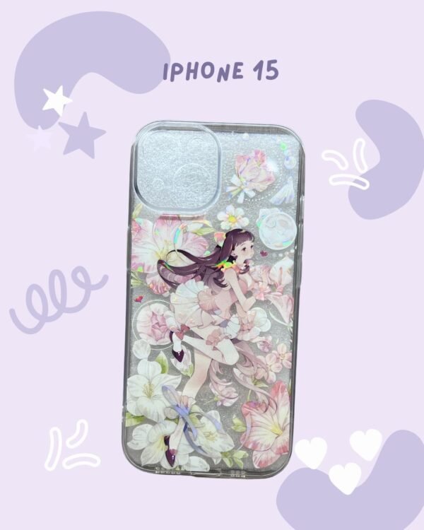 Blush Bloom Lady IPhone 15 Case – Handmade in USA 🌸✨