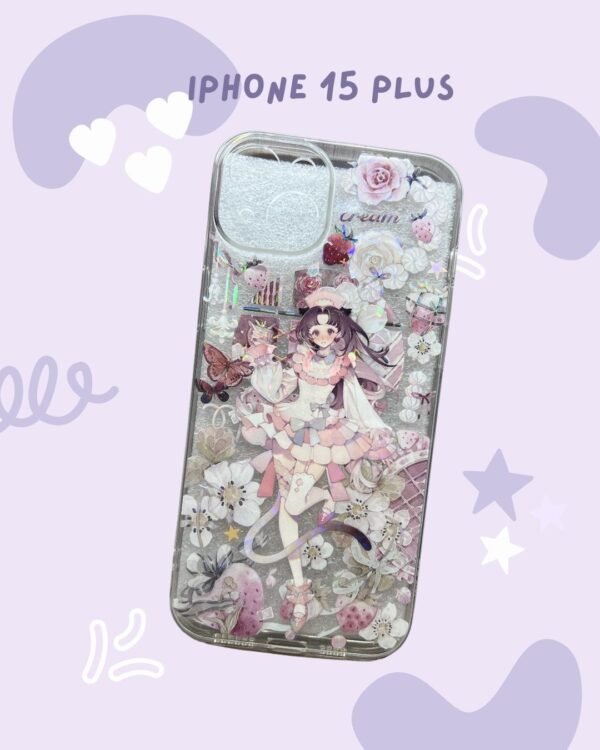 Strawberry Dream Lady IPhone 15 Plus Case – Handmade in USA 🍓🌸