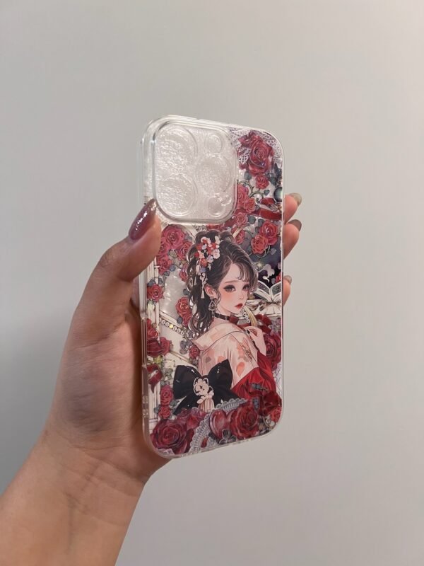 Scarlet Rose Lady iPhone 16 Pro Case 🌹✨ -Handmade in USA 🎀 - Image 4