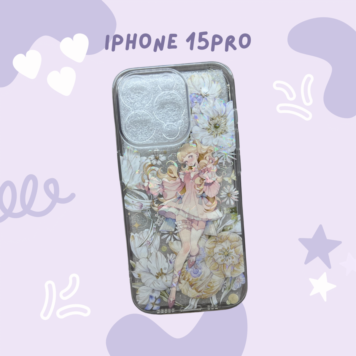 Blush Ballet Lady iPhone 15 Pro Case – Handmade in USA 🌸✨ - Image 1
