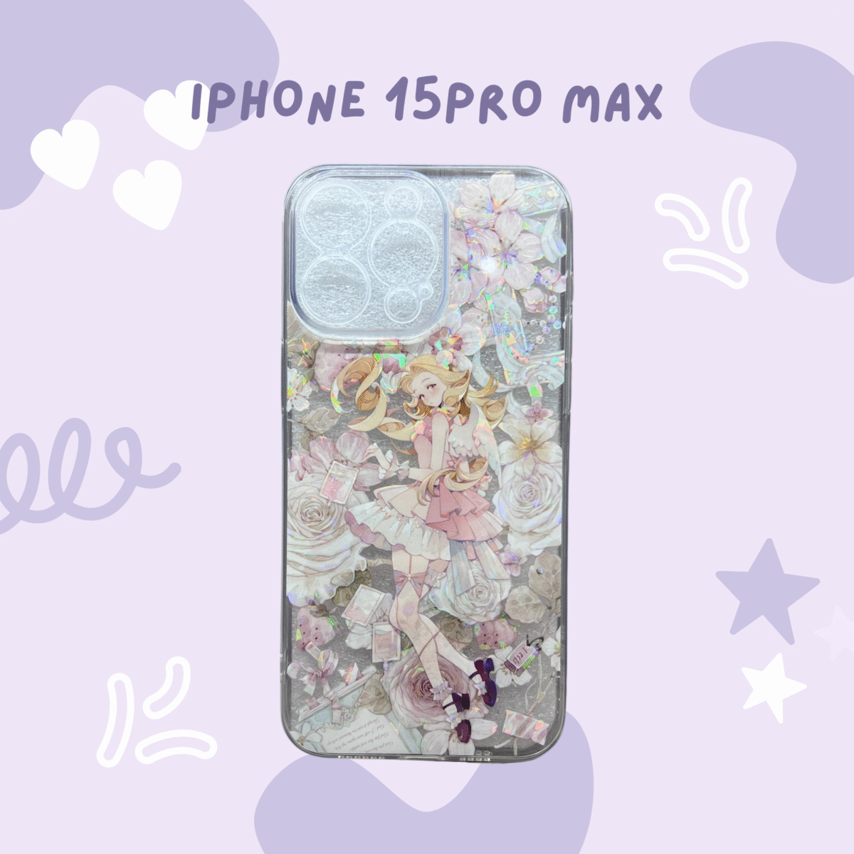 Rosy Charm Lady iPhone 15 Pro Max Case – Handmade in USA 🌸✨ - Image 1