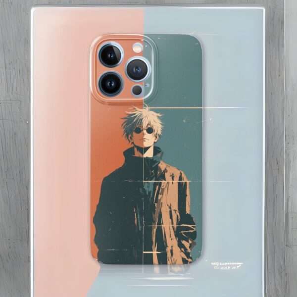 🔹 Gojo Satoru iPhone Case (Teal-Orange Edition) 🧿🕶️🔥